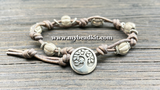 Boho Chic Glass Bead & Knotted Leather Bracelet Kit (Grey & Silver)