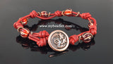 Boho Chic Glass Bead & Knotted Leather Bracelet Kit (Red & Copper)