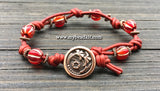 Boho Chic Glass Bead & Knotted Leather Bracelet Kit (Red & Copper)