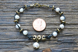 Boho-Style Leather & Freshwater Pearl Bracelet Kit (Black Leather)