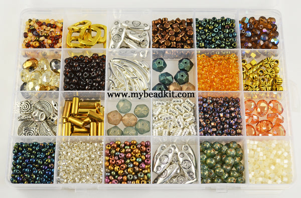 NEW! Bead Assortment Box (Gold, Brown, Green & Silver)