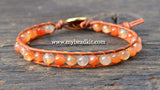 Carnelian Leather Wrap Bracelet Kit (6mm Semi-precious Stone)