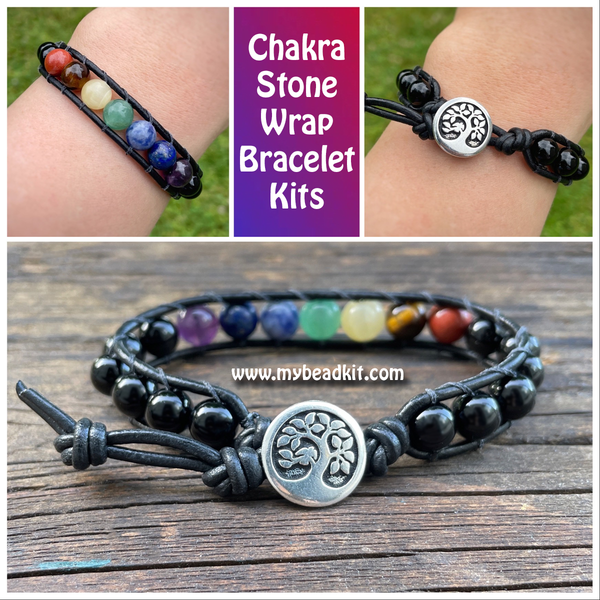 Chakra Stone Leather Wrap Bracelet Kit (8mm Semi-precious Stones) –
