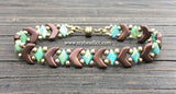 Chevron Beaded Bracelet Kit with 2-Hole Glass Beads (Satin Brown & Turquoise)