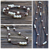 BEST SELLER! Knotted Leather & Freshwater Pearl Triple-Wrap Bracelet/Necklace Kit