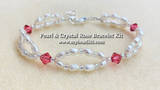 Double Strand Freshwater Pearl & Crystal Bracelet Kit (Rose)