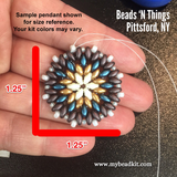 Mandala Style Pendant Kit - 2-hole Glass Beads - Brown & Teal Color Mix