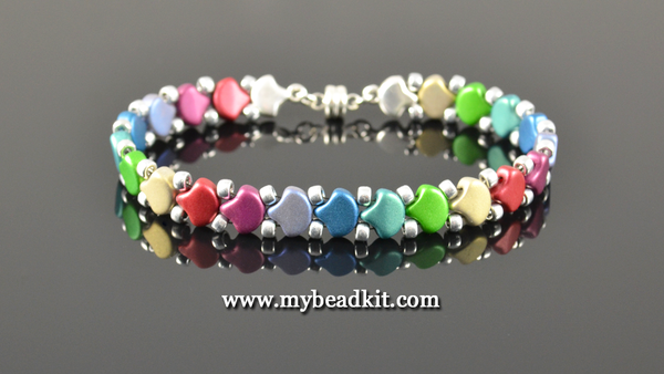 2-Hole Ginko Glass Bead Bracelet Kit (Jewel Tones)