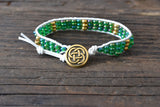 Stacked Seed Bead Wrap Bracelet Kit (Green/Gold)