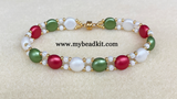 Sweet Candy! Beaded Bracelet Kit with 2-Hole Glass Beads (Holiday Colors)