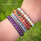 Carnelian Leather Wrap Bracelet Kit (6mm Semi-precious Stone)
