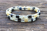 SOLD OUT! SALE! Mix It Up! Beaded Bracelet Kit with 2-Hole Glass Beads (Cream & Gray)