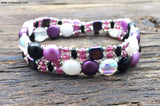 SOLD OUT! Mix It Up! Beaded Bracelet Kit with 2-Hole Glass Beads (Purple White Black)