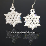 Beaded Snowflake Earrings (White)