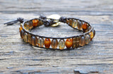 Sold Out! Oval Glass & Stacked Bead Leather Wrap Bracelet Kit! (Brown colorway)