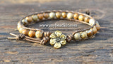 Picture Jasper Leather Wrap Bracelet Kit (6mm Semi-precious Stone)