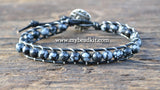 Snowflake Obsidian Leather Wrap Bracelet Kit (6mm Semi-precious Stone)