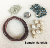 SOLD OUT! Sparkle & Shine! Hex Bead Wrap Bracelet Kit with Seed Beads & Crystals (Cream & Green)