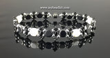 Honeycomb Beaded Bracelet Kit with 2-Hole Glass Beads (Black, White & Silver)