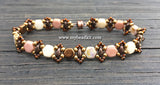 Honeycomb Beaded Bracelet Kit with 2-Hole Glass Beads (Brown & Mauve)
