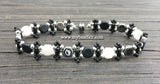 Honeycomb Beaded Bracelet Kit with 2-Hole Glass Beads (Black, White & Silver)
