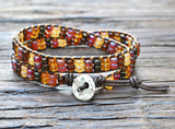 SOLD OUT! Stacked Seed Bead Wrap Bracelet Kit (Brown/Amber tones) (Double Wrap)