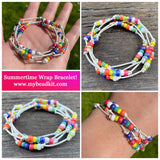 SALE! Discontinued! Summertime Knotted Leather & Seed Bead 4-Wrap Bracelet/Necklace Kit (Silver accent)
