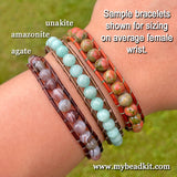 Botswana Agate Leather Wrap Bracelet Kit (6mm Semi-precious Stone)