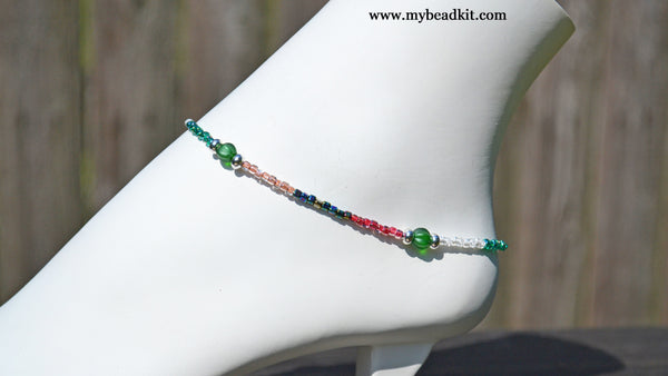 SALE! Discontinued - Anklet Kit - Delicate - Greens, Pinks & White