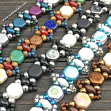 Honeycomb Beaded Bracelet Kit with 2-Hole Glass Beads (Brown & Mauve)