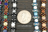 Honeycomb Beaded Bracelet Kit with 2-Hole Glass Beads (Brown & Mauve)