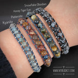 Snowflake Obsidian Leather Wrap Bracelet Kit (6mm Semi-precious Stone)