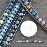 Snowflake Obsidian Leather Wrap Bracelet Kit (6mm Semi-precious Stone)